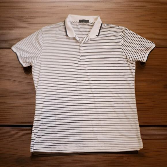 G Fore G/FORE Polo Shirt XL Golf Performance Stretch Logo Black White Striped - Picture 1 of 6